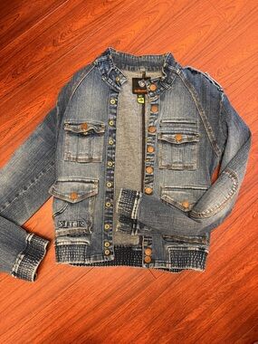 Dollhouse Blue Denim Jean Jacket with Brown Buttons